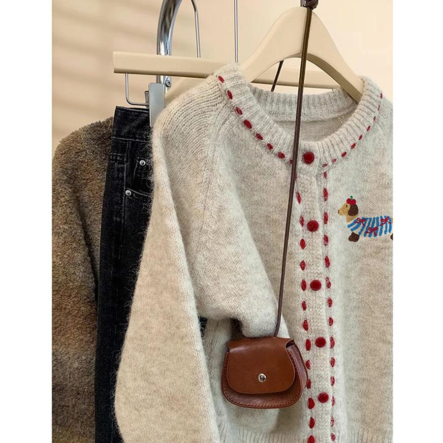 Soft and Thick Round Neck Wool Sweater Coat Women Autumn New Design Loose Knit Cardigan Top