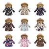 Autumn and Winter Children's Cotton Jacket Boys and Girls Fashion Printing Cartoon Big Boy Long Section Hair Collar Hooded Cotton Coat Jacket