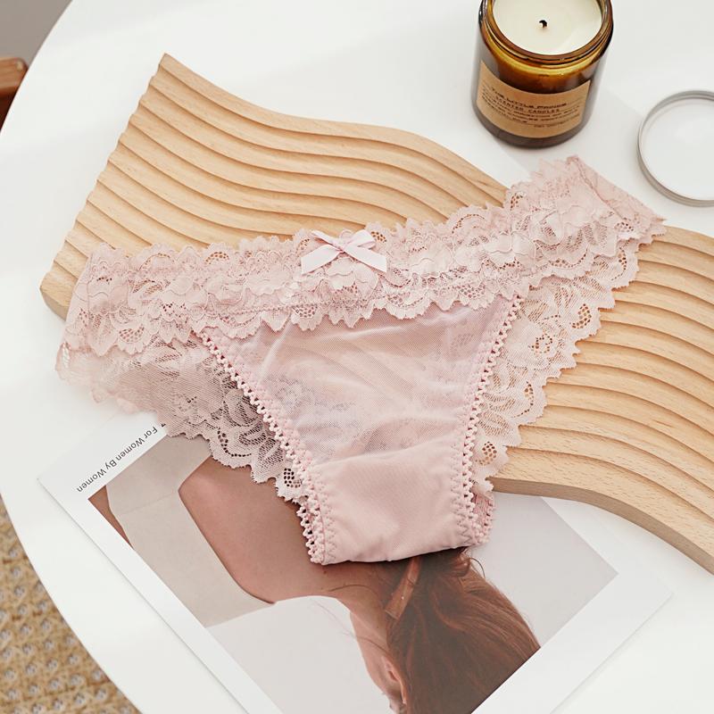 Dámské sexy krajkové kalhotky s nízkým pasem, šněrovací mašličky, dámské kalhotky s G-string spodním prádlem, s pokušením