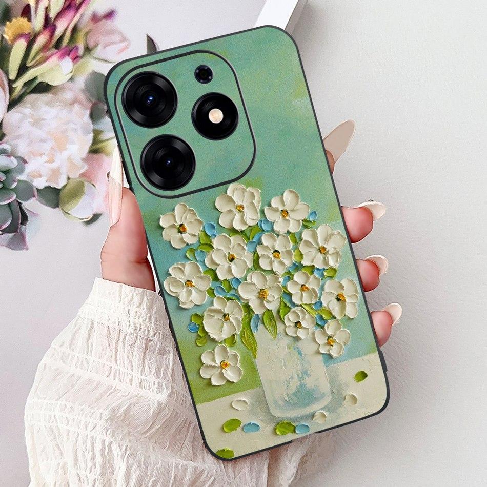 For Tecno Spark 10 Pro Phone Case Spark 10Pro 4G KI7 Elegant Floral Cat Printing Soft Silicone TPU Cases