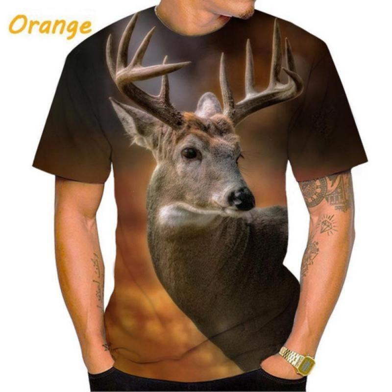 Nové tričko Deer s 3D potiskem Pánská móda Funny Street Hip-hop Harajuku Cool tričko