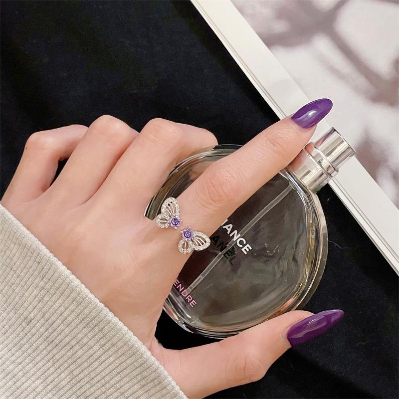 New Niche Zircon Butterfly Ring Opening Adjustable Oil Drip Jewelry Light Luxury Personalized Fashion High-End Accessories