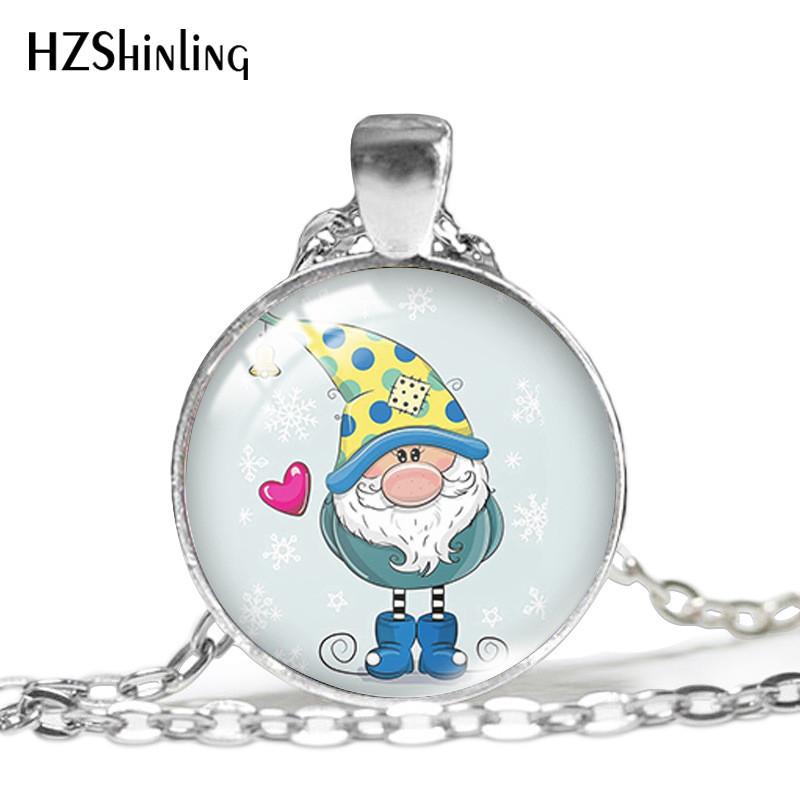 Cheerful Christmas Gnome Necklace Featuring Vibrant Santa Pendant With Stylish Alloy Chain Design