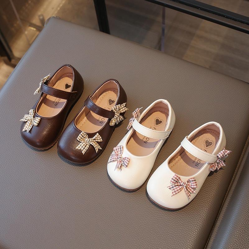 Cute Bowknot Girls' Leather Shoes | Fashionable Baby Princess Flats, Simple Casual Footwear for Toddlers Wedding Shoes