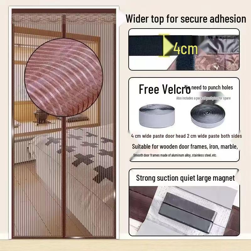 Magnetic Mosquito-Proof Door Curtain with Encrypted Diamond Mesh 90x200