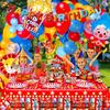 Carnival Theme Party Decorations, Circus Theme Party Decorations with Carnival Balloons, Carnival Backdrop, Tablecloth, Happy Birthday Banners, Cake