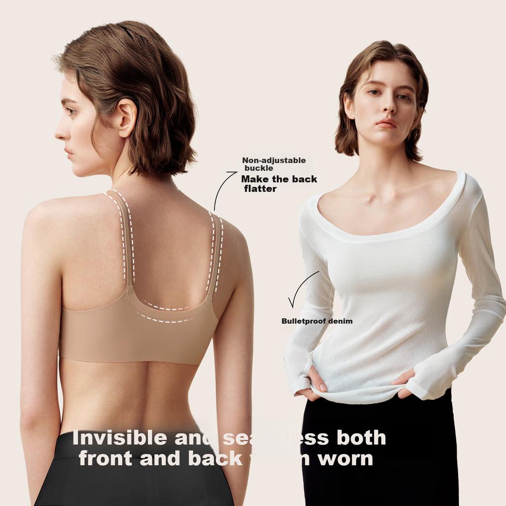 Ubras New Seamless Thin Strap Invisible Bra, No Size Powder Foundation Liquid Underwear