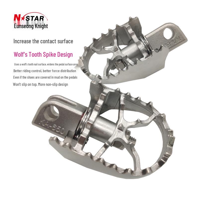 N-STAR Beast 650 Stainless Steel Rotating Foot Pegs - Wide Nail Surface for Motorcycles