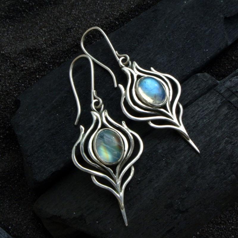 Para prostych, antycznych kolczyków wiszących z sztucznego kamienia księżycowego, rzemieślniczo rzeźbionych, damskie, w stylu bohema, na haczyku