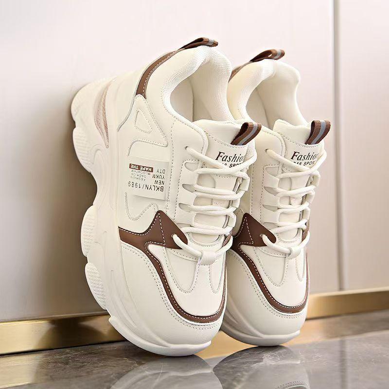 

Обувь женская 2025 новые модели, увеличивающие рост кроссовки-папы на весну и осень, толстая подошва, не устают ноги, обувь на платформе, маленькие спортивные туфли 35