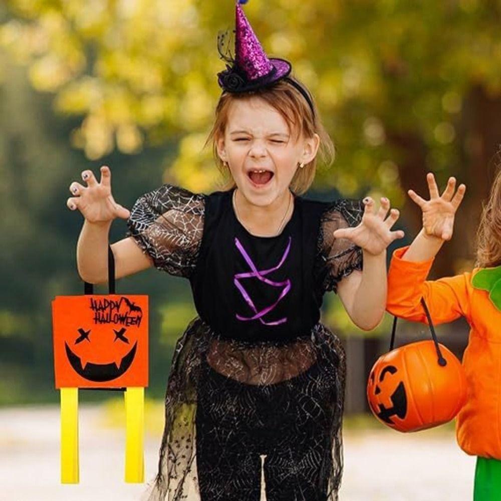 Felt Material Halloween Trick-or-Treat Bag Handheld Size Stereo Design Goody Bags Non-woven Tote Classic Elements