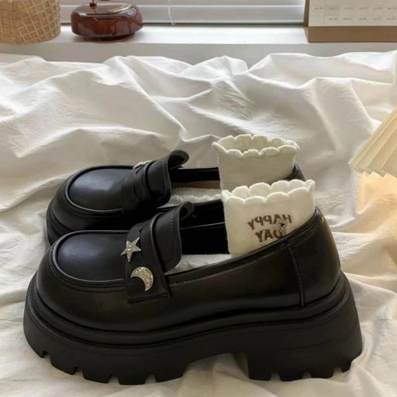 Fashion Round Toe Platform Ladies Pumps with Medium Heels Mary Jane Japanese Style Lolita Women's Shoes Loafers On Offer Stylish Shoe 39
