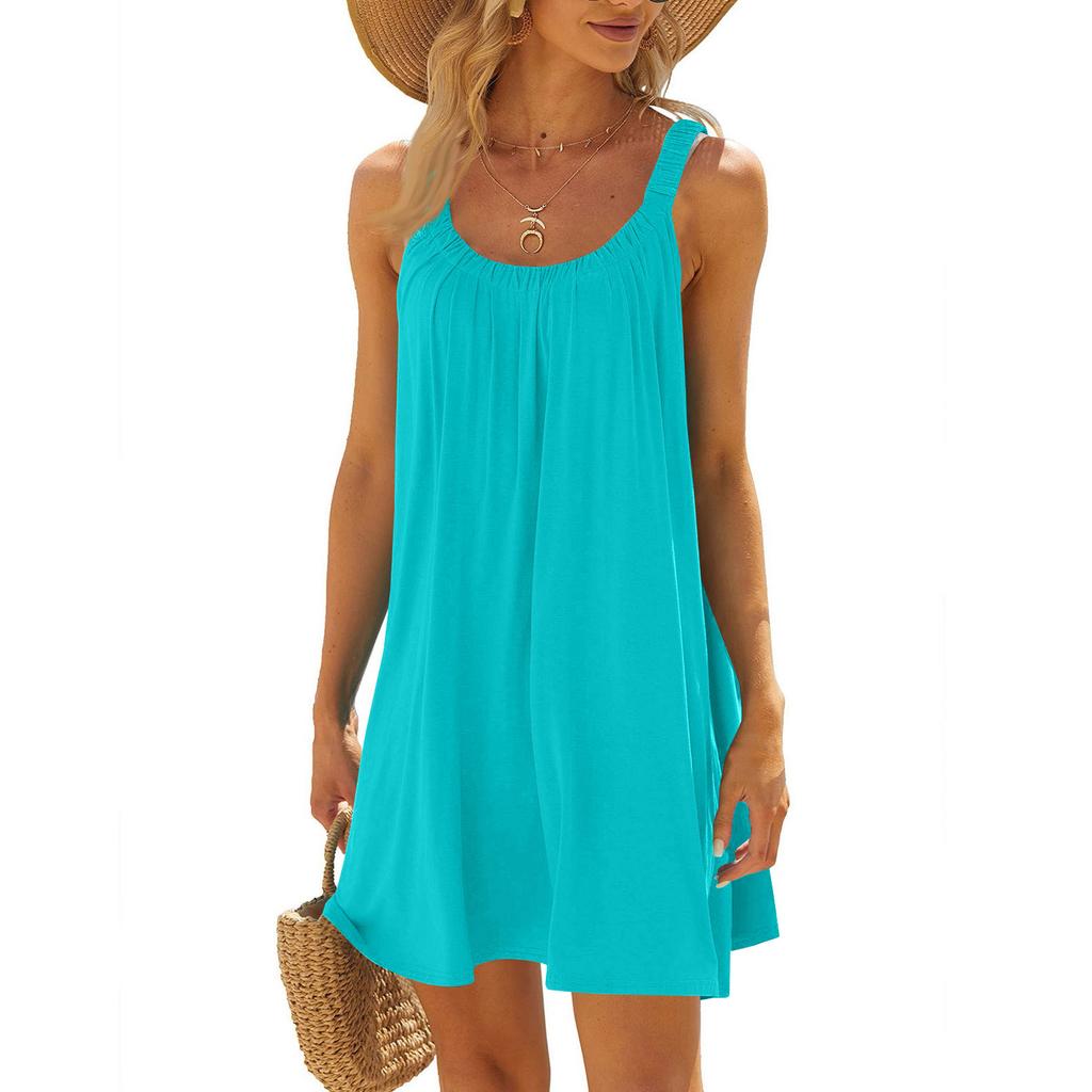 Ladies' Casual Loose Sleeveless U-neck Dress