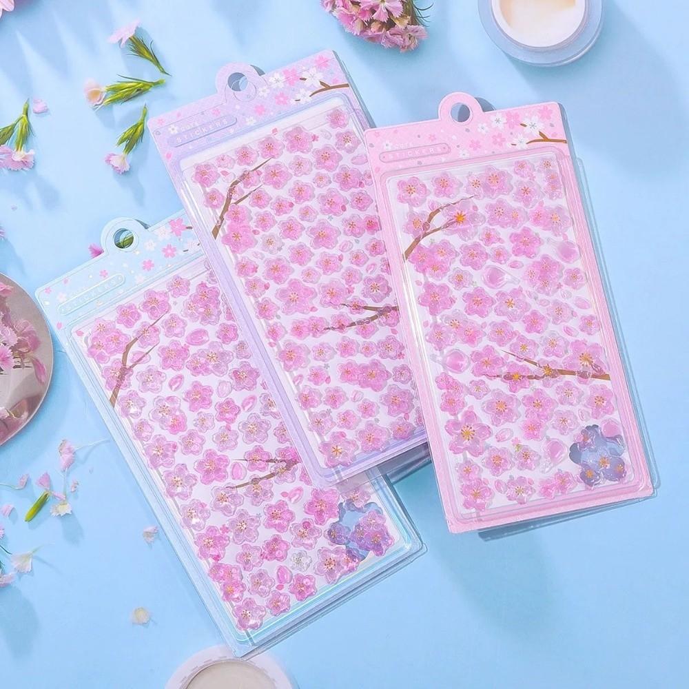 Solid Crystal Cherry Blossom Petal Stickers Decals Toy Drop 3D Relief Stickers  Scrapbooking