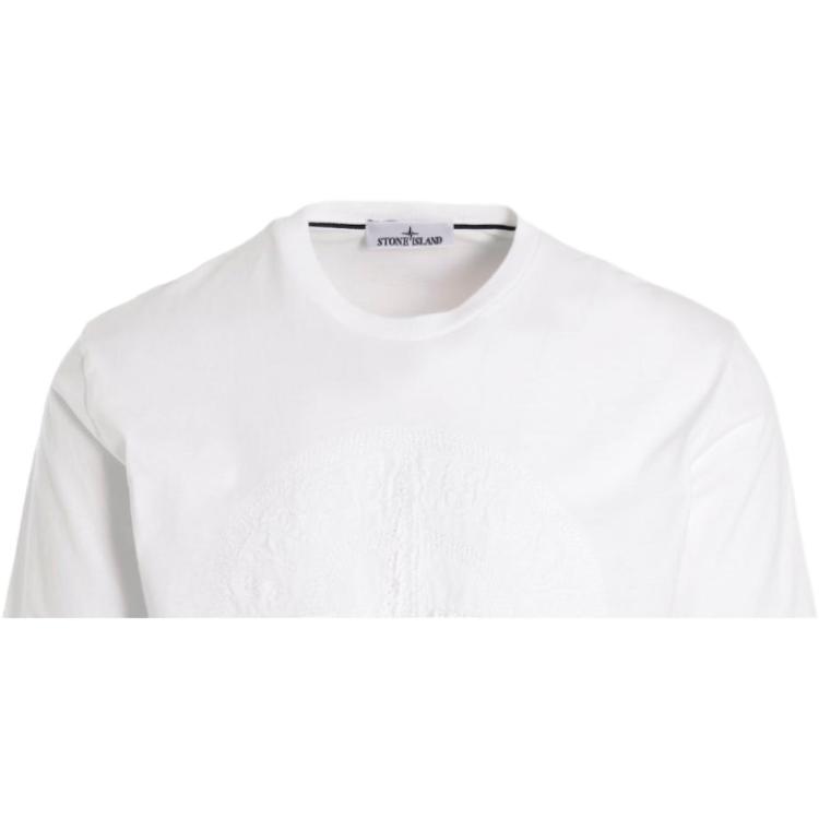 STONE ISLAND FW22 Solid Color Loose Fit Crew Neck Short Sleeve T-Shirt Men Tops White 771521559-V0001