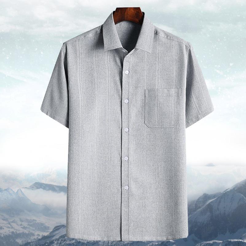 Spring, Autumn and Summer Dad Long-sleeved Shirt Middle-aged and Elderly Male Grandpa Old Man Shirt Loose Cotton and Linen