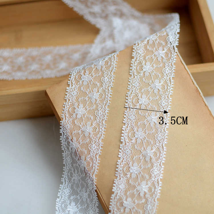 10Meters/lot 3.5cm Wide White Double-sided Polyester Non Elastic Lace DIY Handmade Hair Accessory Clothing Decoration Accessories
