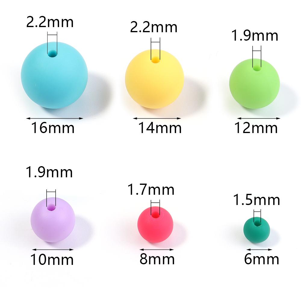 20-100pcs Acrylic Silicone Beads 6-16mm Colorful Round Loose Beads For Jewelry Making DIY Bracelet Necklace Keychain Accessories