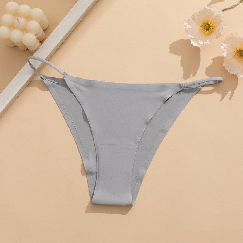 Europäischer & Amerikanischer Niedrig taillierter Klebeband Bikini-Tanga - Nahtloser Schnelltrocknender Eis-Seidenstoff mit Baumwollzwickel