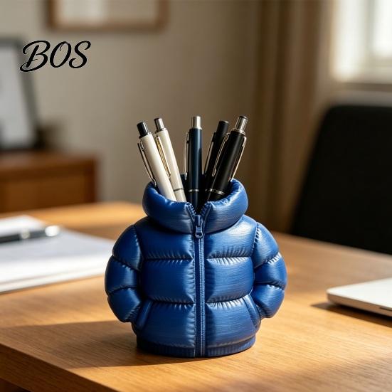 Marker Holder Down Jacket Pen Holder, 3D Printed Funny Puffer Pencil Cup, Office Cup Small Desk Organizer Storage Box for Home Desktop Decor Unique