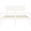 Vidaxl Bed For Seniors, With Headboard, White, 140X190 Cm, Solid Wood