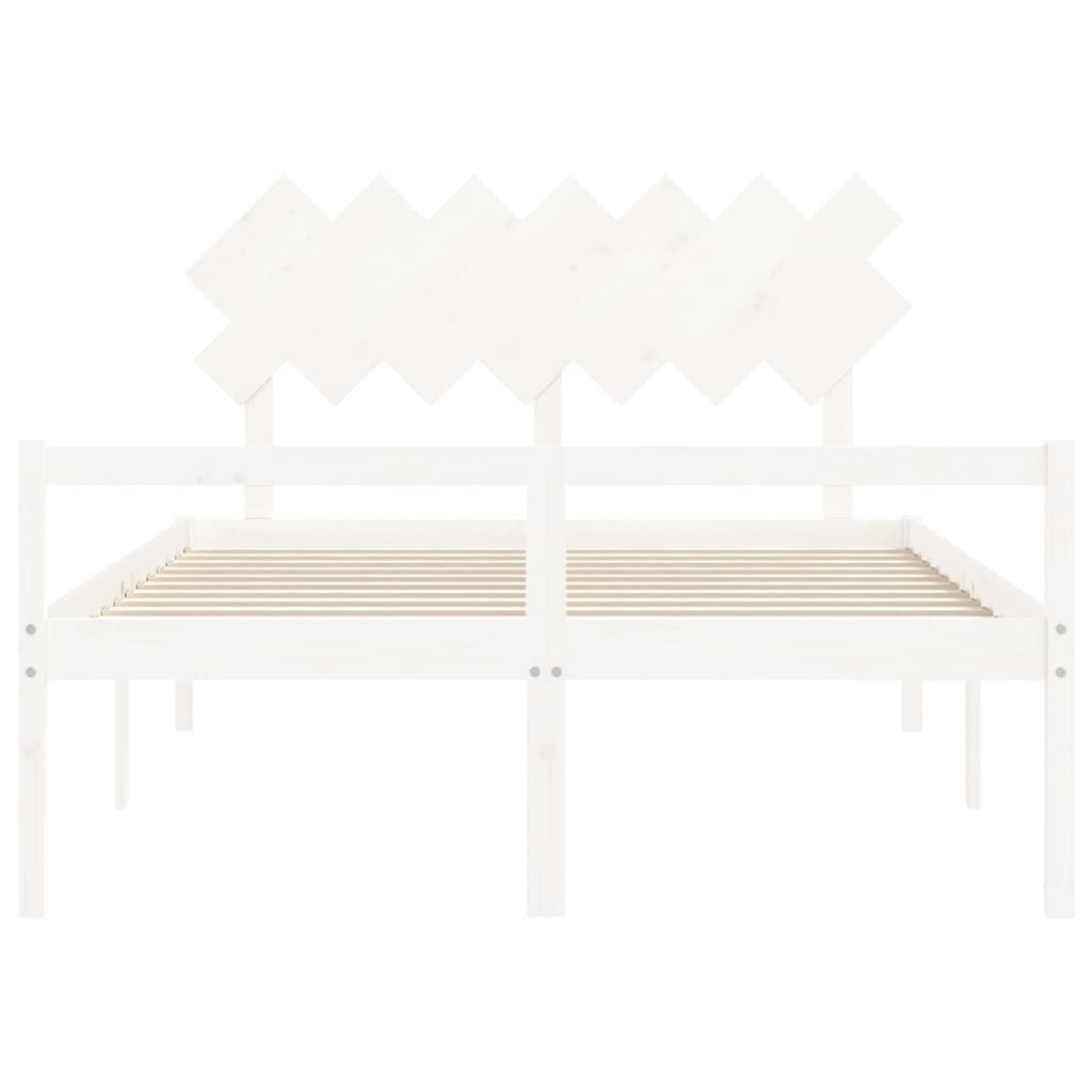 Vidaxl Bed For Seniors, With Headboard, White, 140X190 Cm, Solid Wood