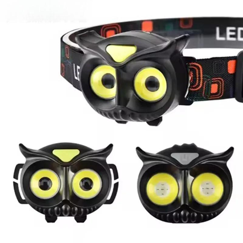 COB Owl Mini Headlamp Running Warning Headlight Portable Rotating Hunting Magnet LED Head Flashlight Camping Fishing Head Lamp