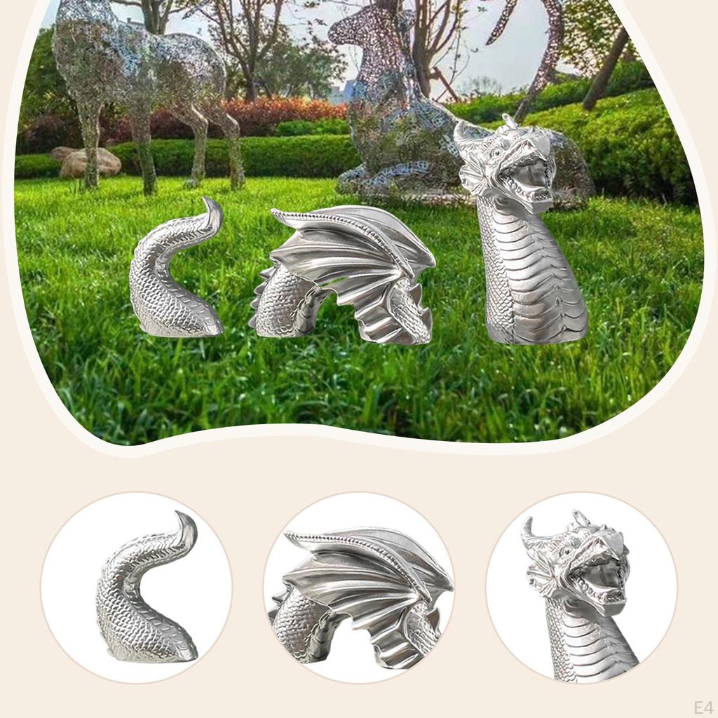 Three Section Dragon Sculpture Garden Statue Gift Decoration Vinyl Figurine Landscape Ornament for