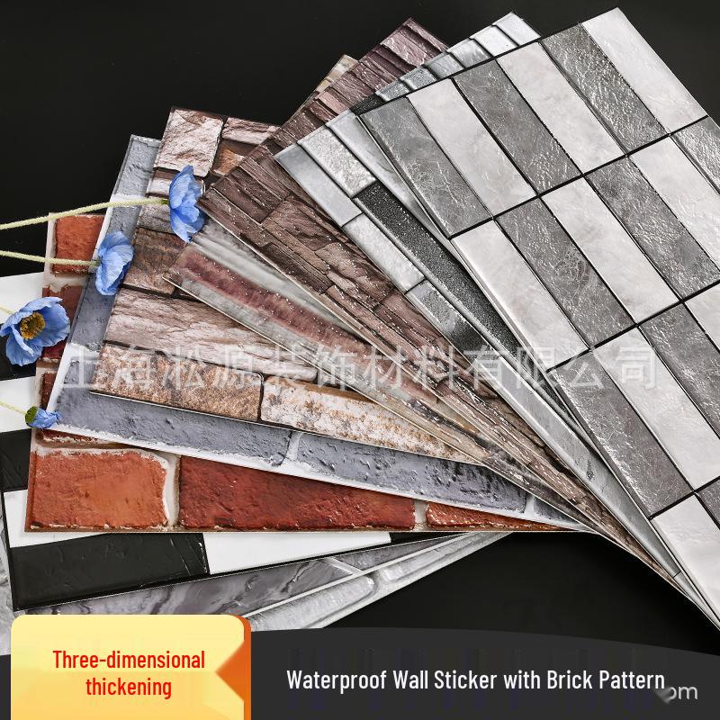 3D Faux Tile Wall Stickers: Thick, Self-Adhesive, Anti-Collision Decor