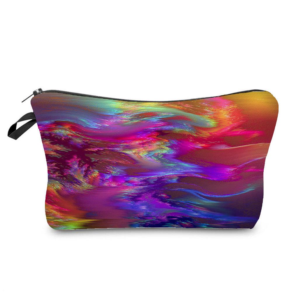Women Colorful Print Cosmetic Bag Toiletries Organize Travel Storage Case 6396 KTB