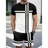 Men's Summer Comfortable Fashionable Colorful Pattern 3D Printed 2-piece Set Leisure Sports Style Loose Oversized Breathable Sports Wear