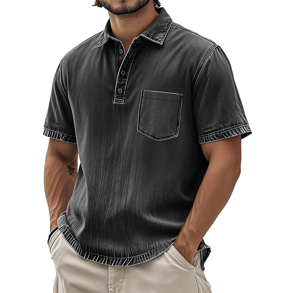 Men's Vintage Button Down Bowling Shirts Short Sleeve Summer Beach Shirt