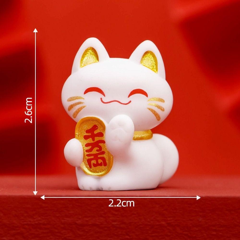 Desktop Ornament Cartoon Lucky Cat Statue Cute Creative Lucky Cat Figurine Exquisite Animal Model Miniatures Collectible