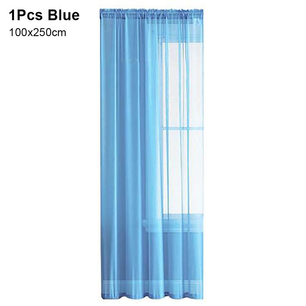 1/2Pcs Rod Pocket Voile Sheer Curtain Door Drape Shades Living Room Bedroom Kitchen Decoration