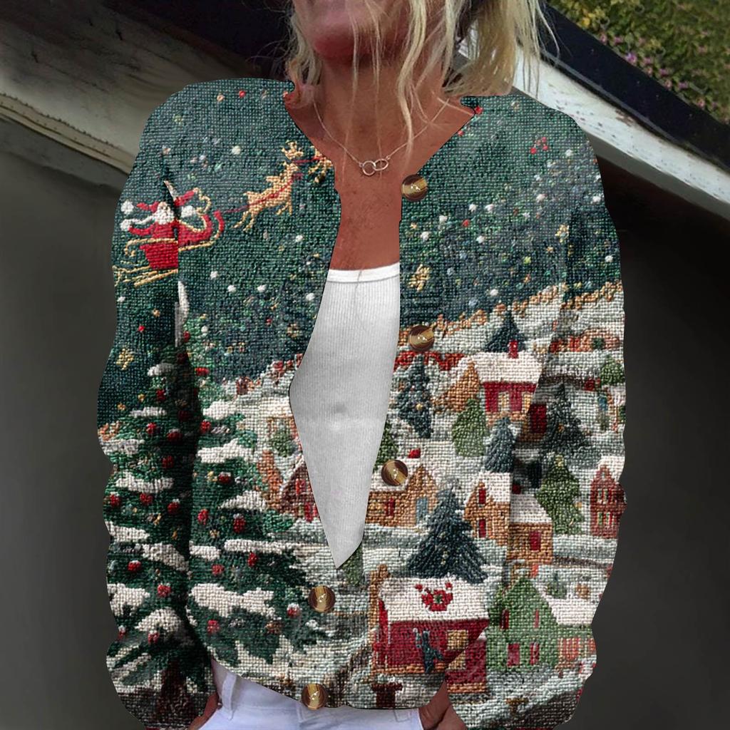 Dámská módní pletená svetrová bunda s dlouhým rukávem a zapínáním na knoflíky