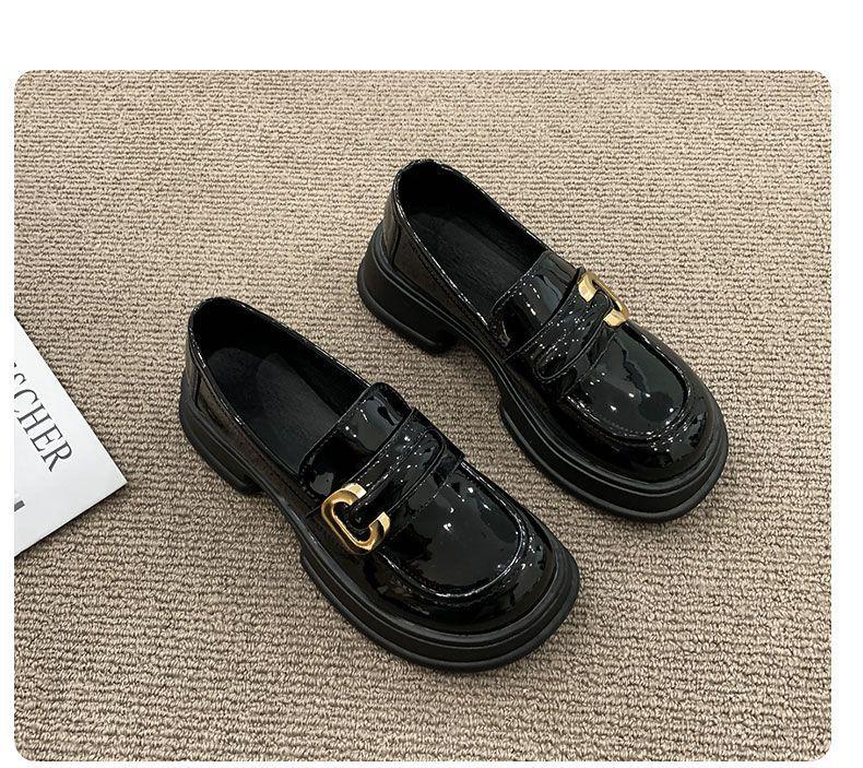 French One-pedal Platform Thick-heeled Small Leather Shoes Women's Autumn 2025 New Versatile Retro British Style Loafers