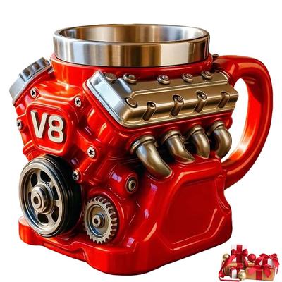 Retro V8 Engines Stainless Steel Cup with Handle Insulation Car Mug  Gifts for Men and Boys
