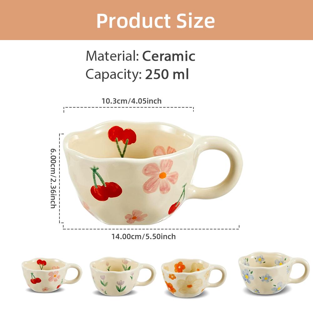 Hand Pinched Irregular Flower Ceramic Mugs Coffee Cups Milk Tea Cup Ins Korean Style Oatmeal Breakfast Mug Drinkware Kitchen cup