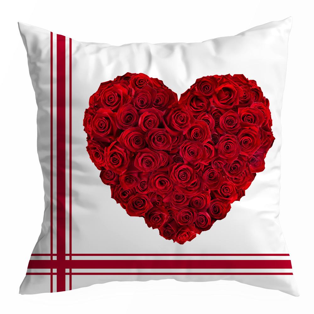 Valentine's Day Pillowcase, Peach Skin Velvet Heart Print Home Fabric Sofa Pillow, Car Waist and Back Cushion Cover
