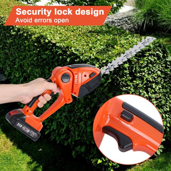 Cordless Electric Hedge Trimmer, 2-in-1 Handheld Grass Shears with 2 Batteries and Charger