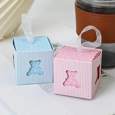 10pcs Blue Pink Bear Candy Box Baby Shower Gifts Cookie Packaging for Guest Kids Birthday Party Girl Boy Gender Reveal Supplies