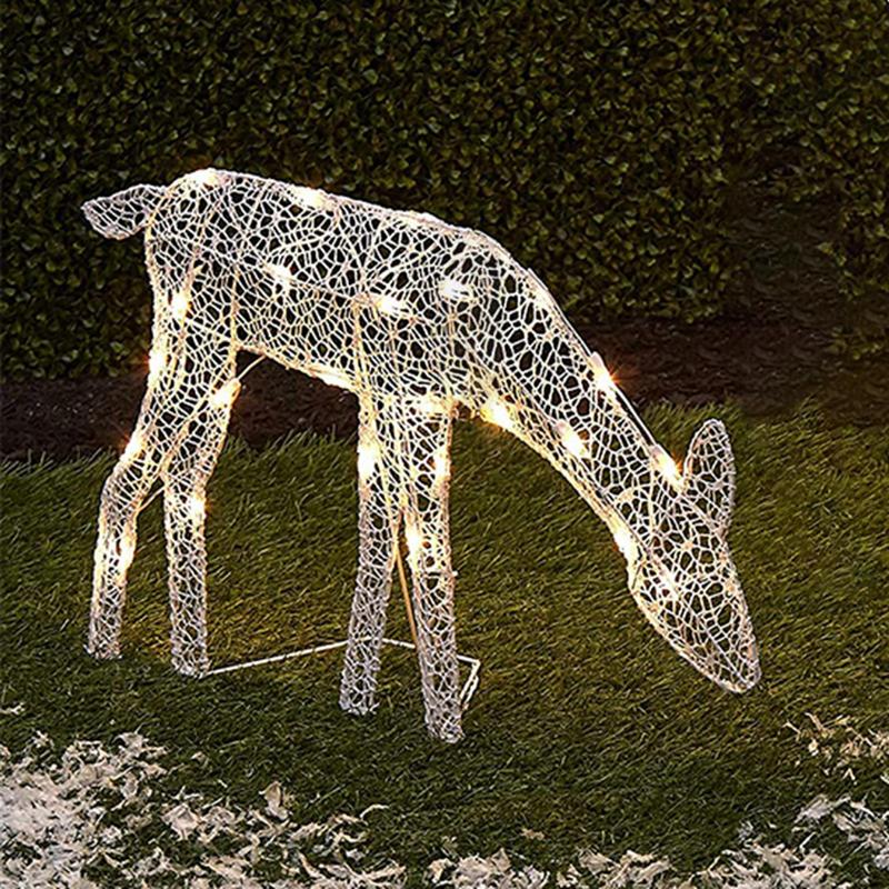 Lighted Christmas Reindeer Water Resistant Light Up Decoration For Garden Glowing Reindeer Outdoor Yard Ornament New Year Decor