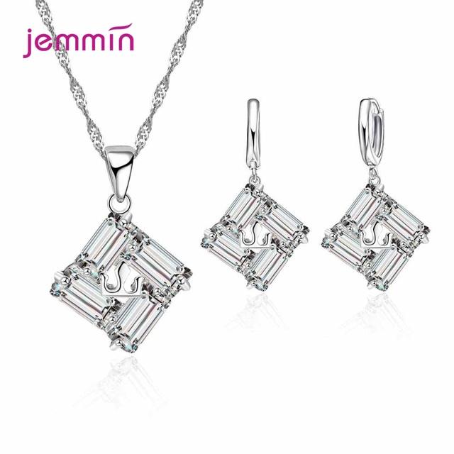 European Brand JEMMIN Rainestone Pendant Necklace/Earring Women Jewelry Sets Wholesale