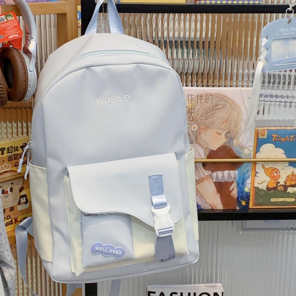 Schoolbag cute contrasting color student travel small schoolbag female dopamine high value children versatile lightweight backpack