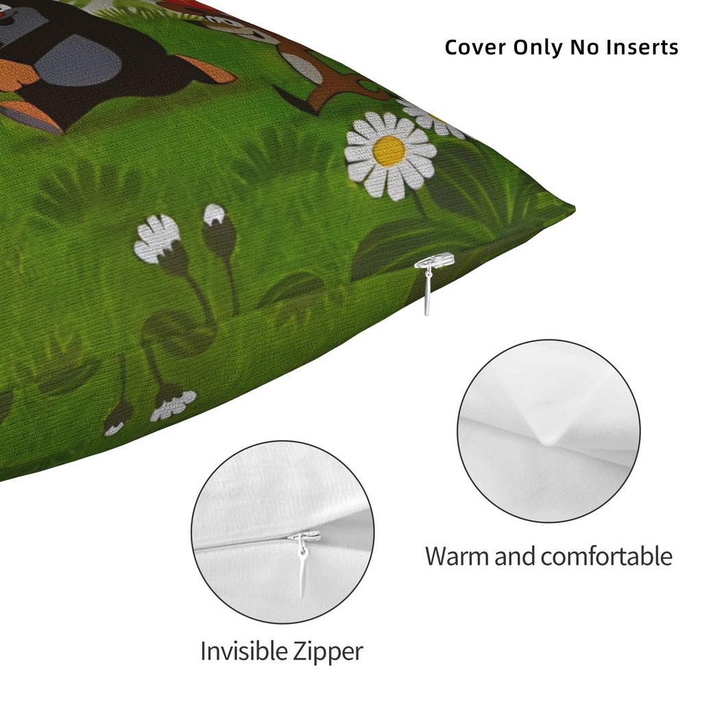 Tryckning Den lilla mullvaden Krtek Kuddfodral Polyester Kuddfodral Dekorationer Tecknad Blommig Kuddefodral Hem Fyrkantig