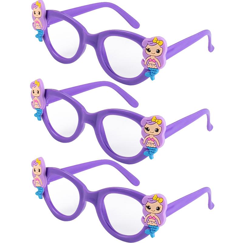 3/6pcs Mermaid Plastic Glasses Little Mermaid Themed Party Photo Prop Kids Girls 1st Birthday Party Gift Baby Shower Supplies