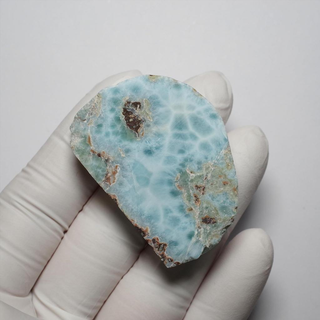 Stein Natürliches Mineral Larimar Exemplar 45x32x13mm Dominikanische [N2 Natural] (Larimar/blauer Pektolith) / (56 "Unikate" ca.. 37 g,