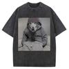 Funny Smoking Dog Cooking Tshrit Vintage Washed Tshirt S Oversized Loose Cotton Harajuku Tee Shirts Casual Streetwear Unisex