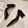 Dicke High Heel Schuhe Damen Pumps Spitze Zehen Arbeitsschuhe Frau Slip On Plateau Pumps Lady Frühling Herbst zapatos de mujer WSH3168