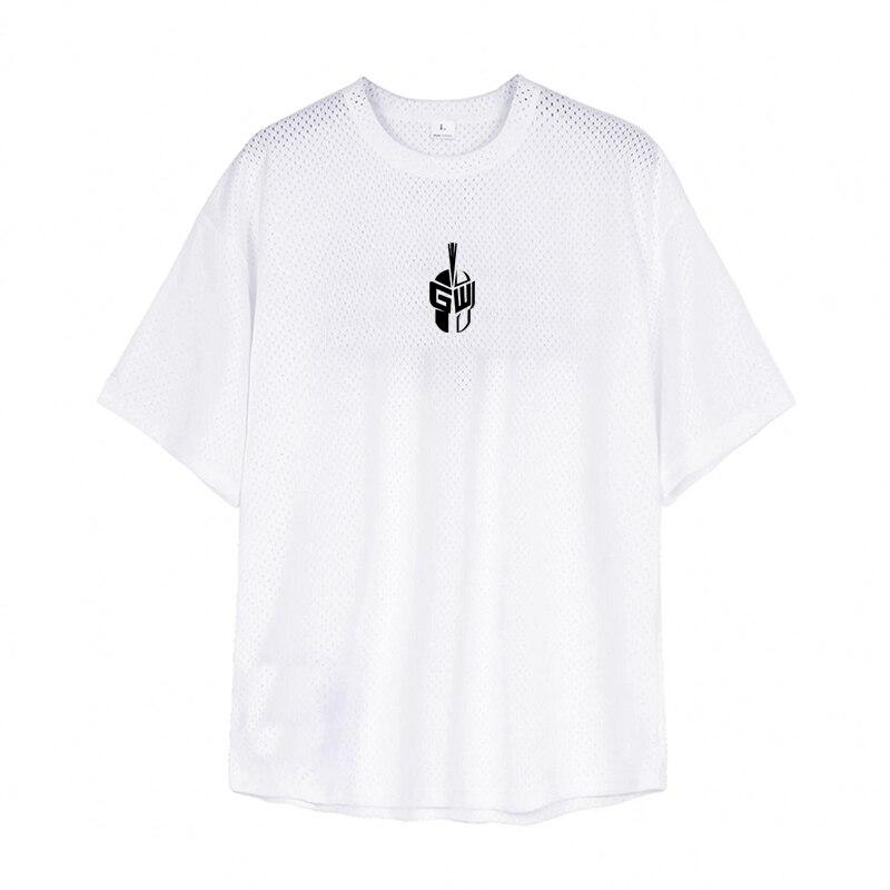 

Мужская одежда для фитнеса Muscleguys, свободная дышащая и крутая футболка, летняя футболка с круглым вырезом, модные идеи, топ с принтом для бега для прогулки XXL белый